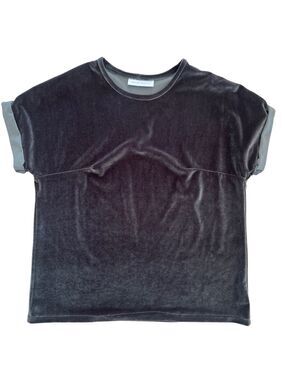 Eve + Enoch Olive Green Velvet Short Sleeve T-Shirt - Size XS